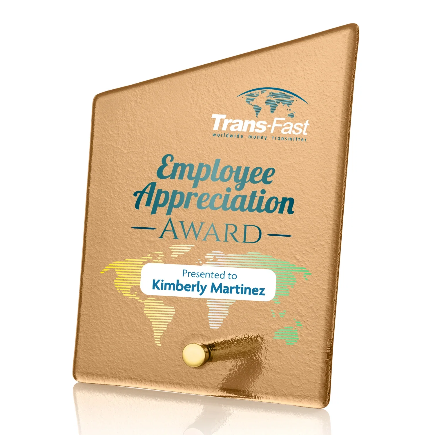 Promotional Frosted Ice-Texture Glass Slant Award, 3.5 x 4.75 in Imprint Area, metal awards for service anniversary gifts