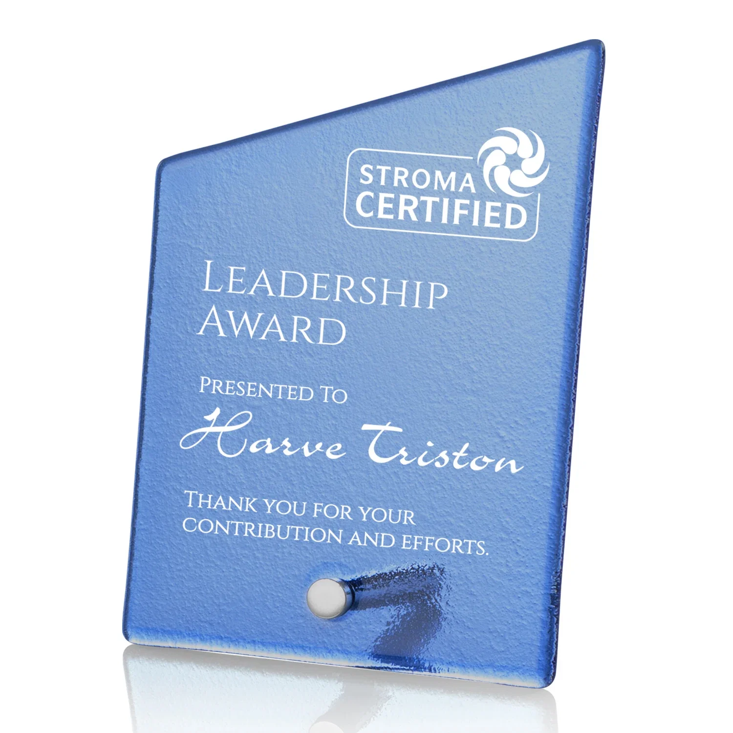 Custom Frosted Ice-Texture Glass Slant Award, 3.5 x 4.75 in Imprint Area, metal awards for service anniversary gifts