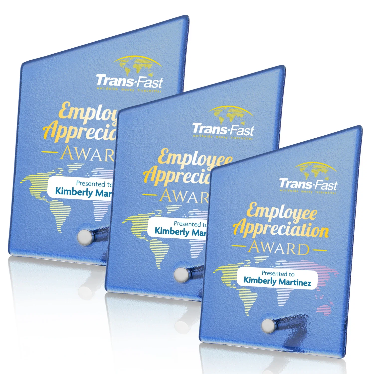 Custom Frosted Ice-Texture Glass Slant Award, 3.5 x 4.75 in Imprint Area, metal awards for retirement presentations
