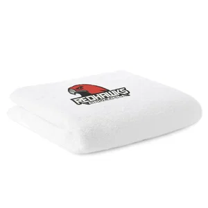 15" x 24" Flat Hem Sport Towel, White Terry Velour, Full-Color Imprint