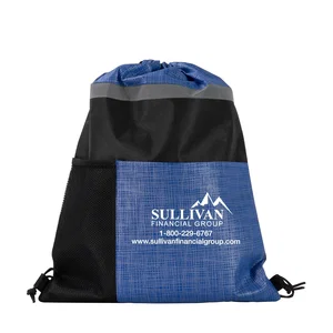Athletic Drawstring Bag with Reflective Stripe, 12.5" x 16" x 3" Polypropylene, 1-Color Imprint