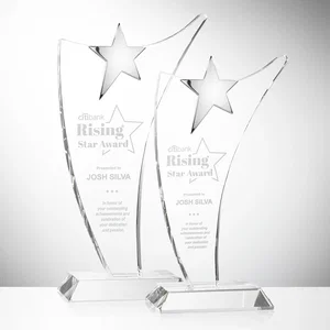 Free-Flowing Optical Crystal Award with Chrome Star Peak
