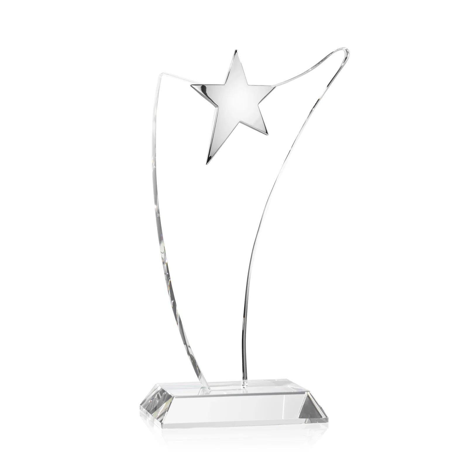 Personalized Free-Flowing Optical Crystal Award with Chrome Star Peak for service anniversary gifts