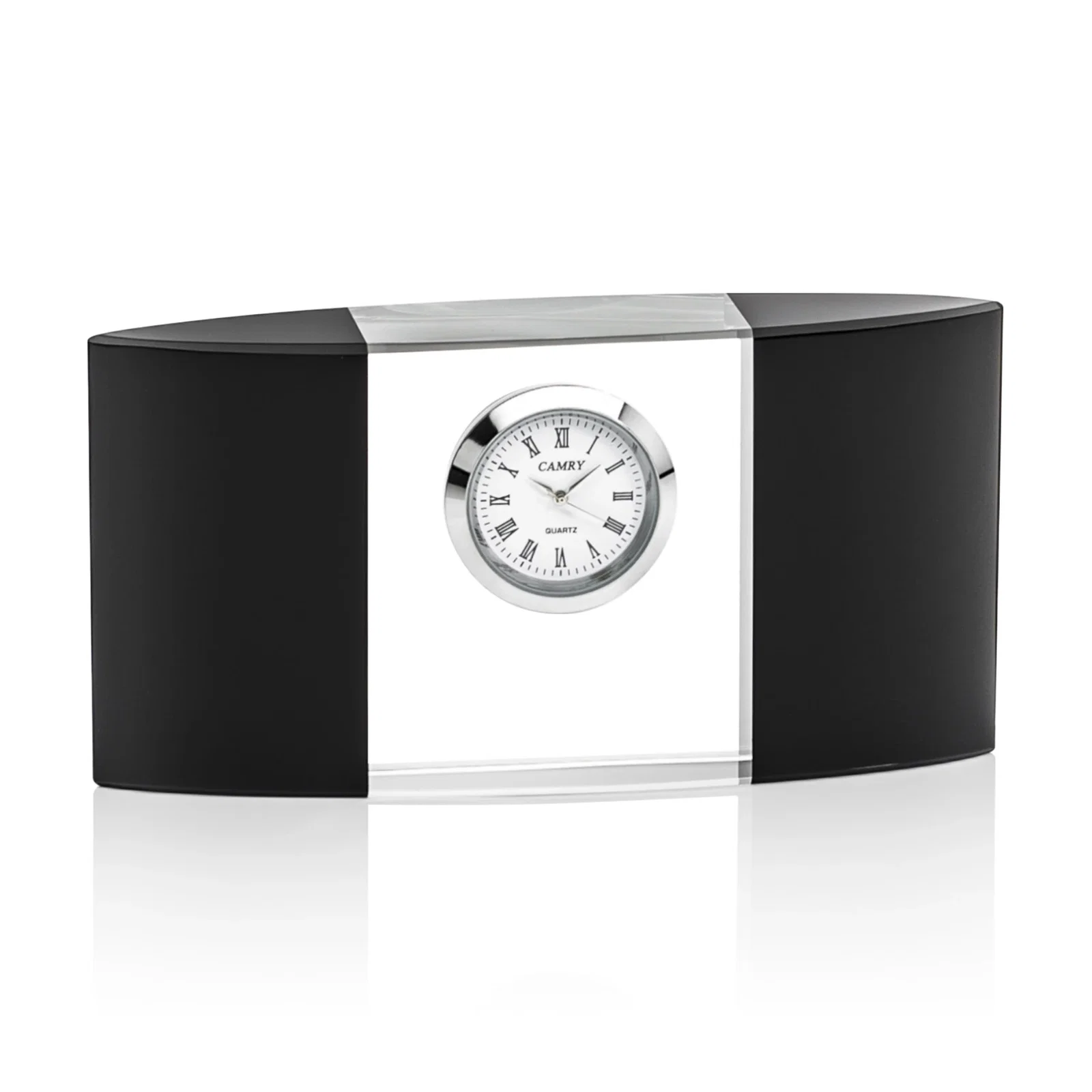 Custom Optical Crystal Desk Clock With Separate Clock Face for sales achievement awards