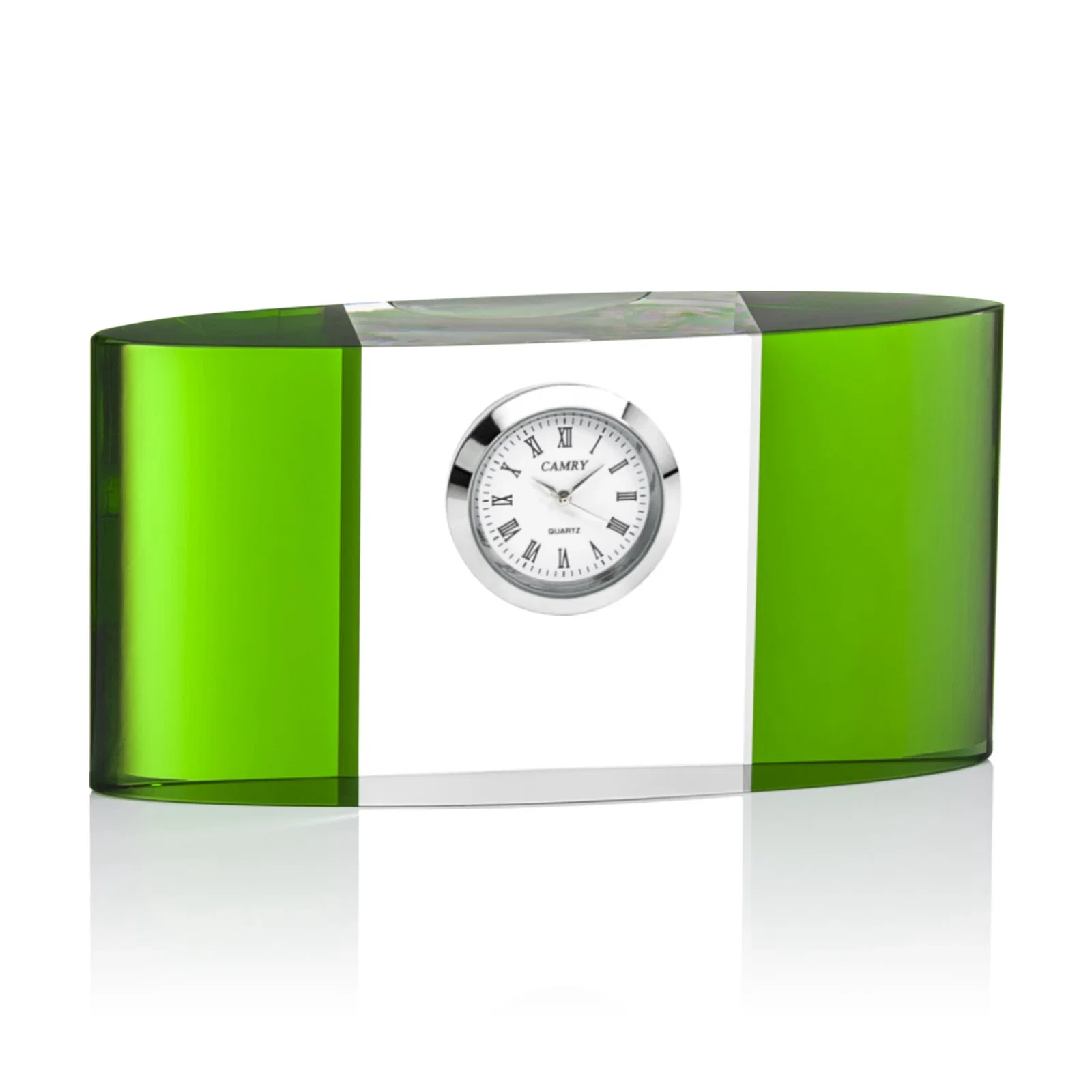Custom Optical Crystal Desk Clock With Separate Clock Face for retirement presentations
