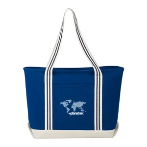 Custom Branded Cotton Zippered Boat Tote - 20oz Atlantic Stripe
