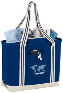 20 oz Cotton Zippered Boat Tote, Atlantic Stripe