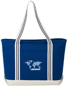 20 oz Cotton Zippered Boat Tote, Atlantic Stripe