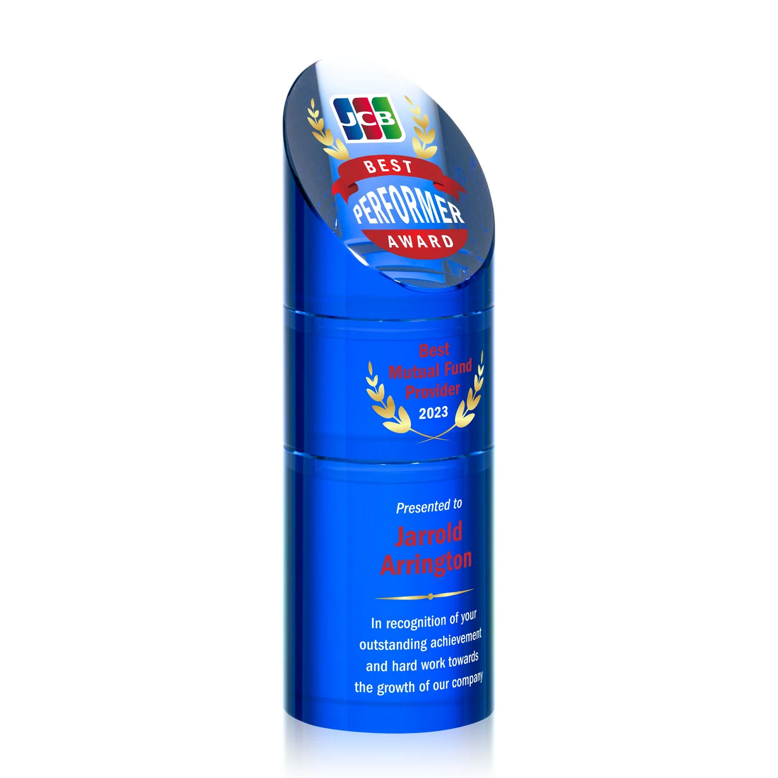 Custom engraved Optical Crystal Stacking Tower Award with Circular Blocks for service anniversary gifts