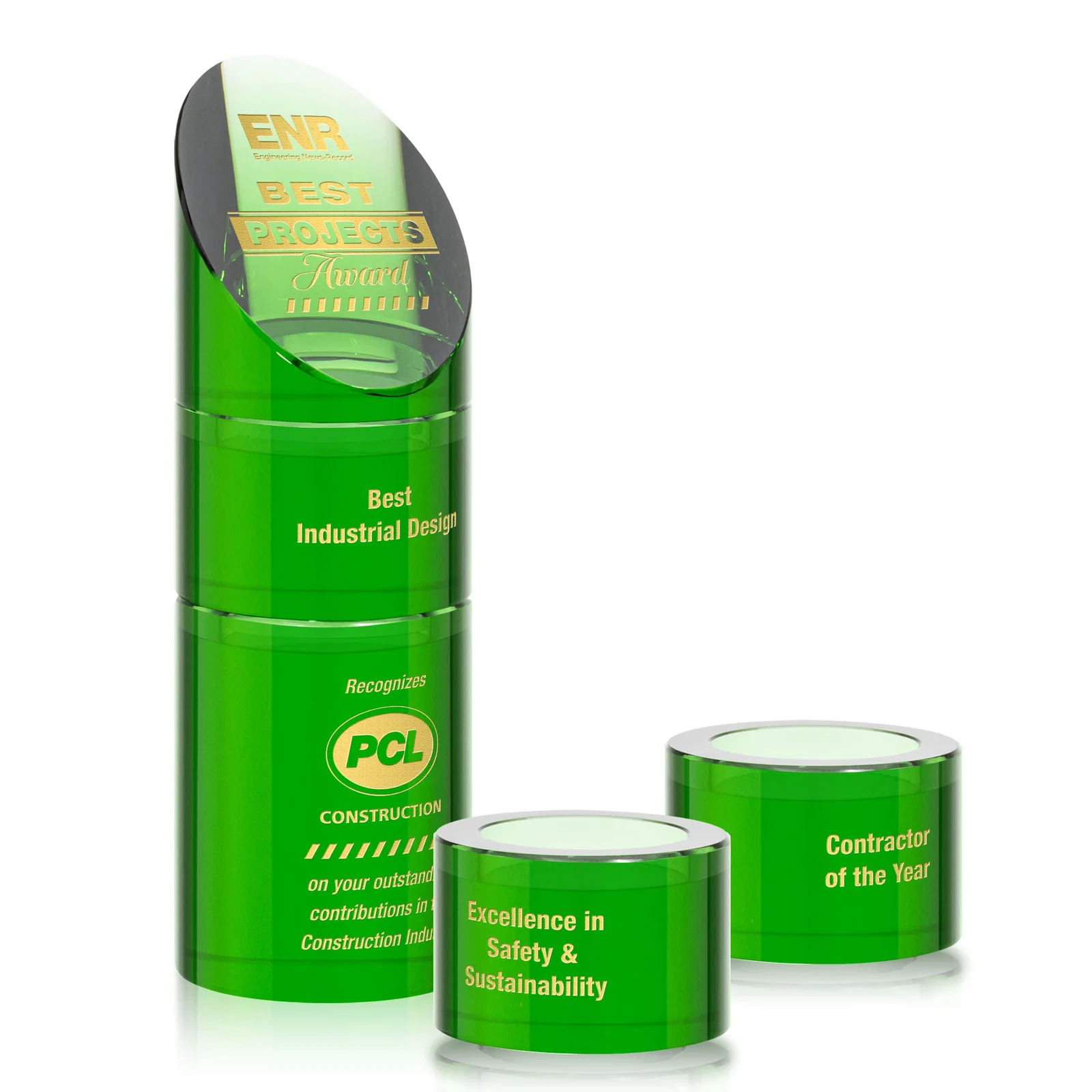 Promotional Optical Crystal Stacking Tower Award with Circular Blocks for service anniversary gifts