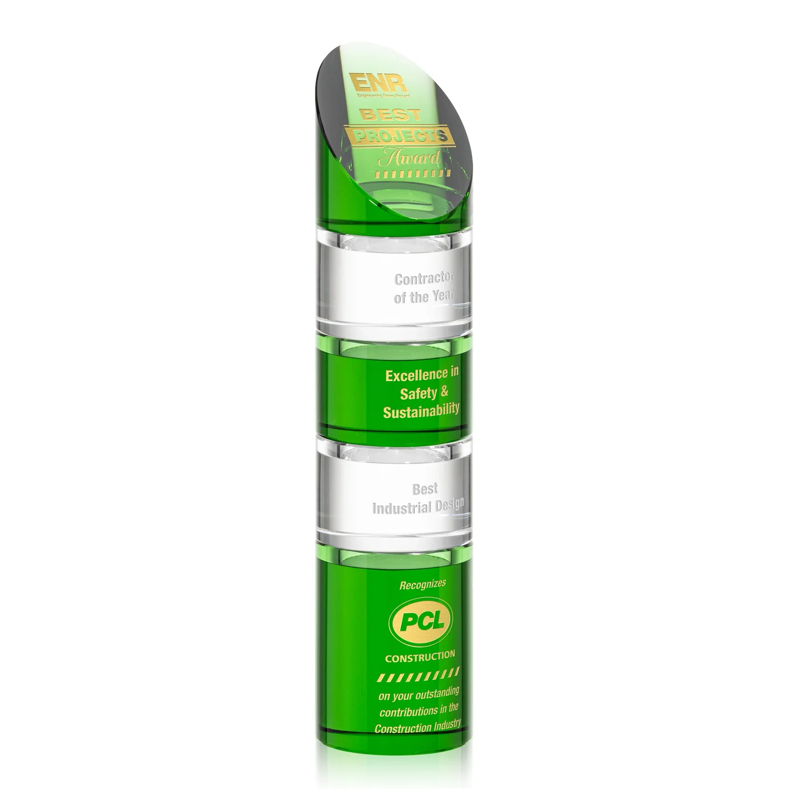 Promotional Optical Crystal Stacking Tower Award with Circular Blocks for graduation ceremonies