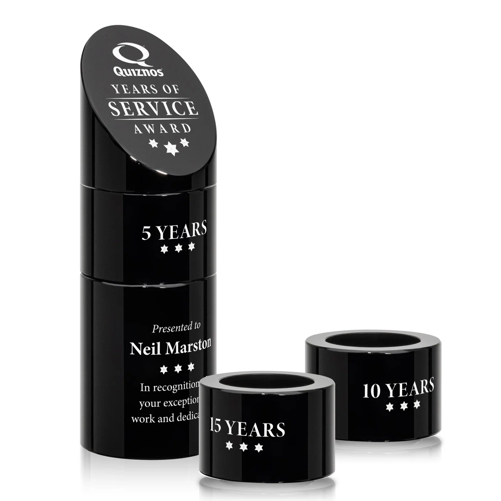 Promotional Optical Crystal Stacking Tower Award with Circular Blocks for dealer and partner awards