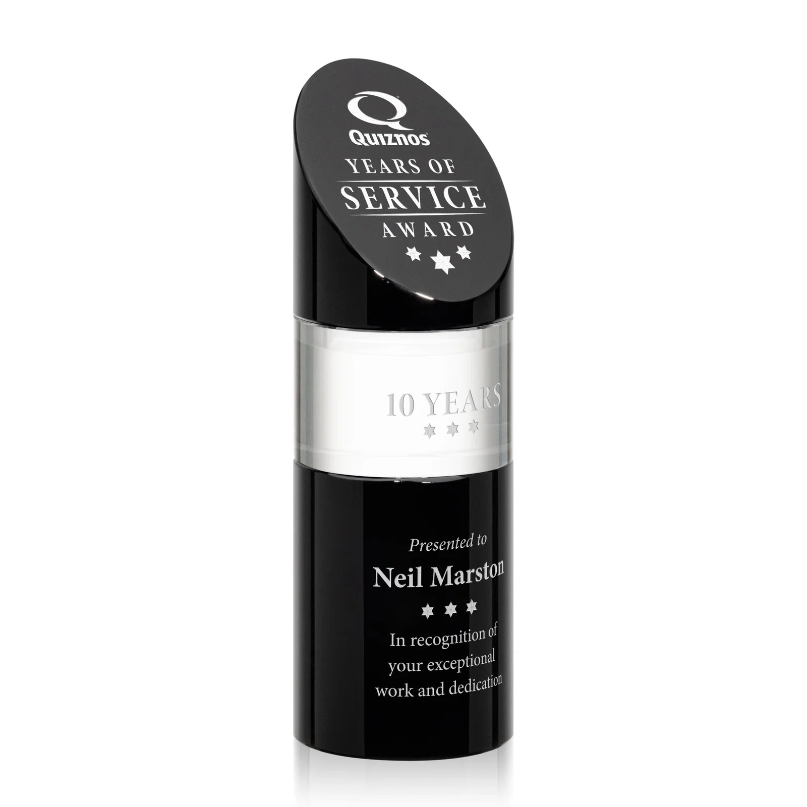Branded Optical Crystal Stacking Tower Award with Circular Blocks for sales achievement awards