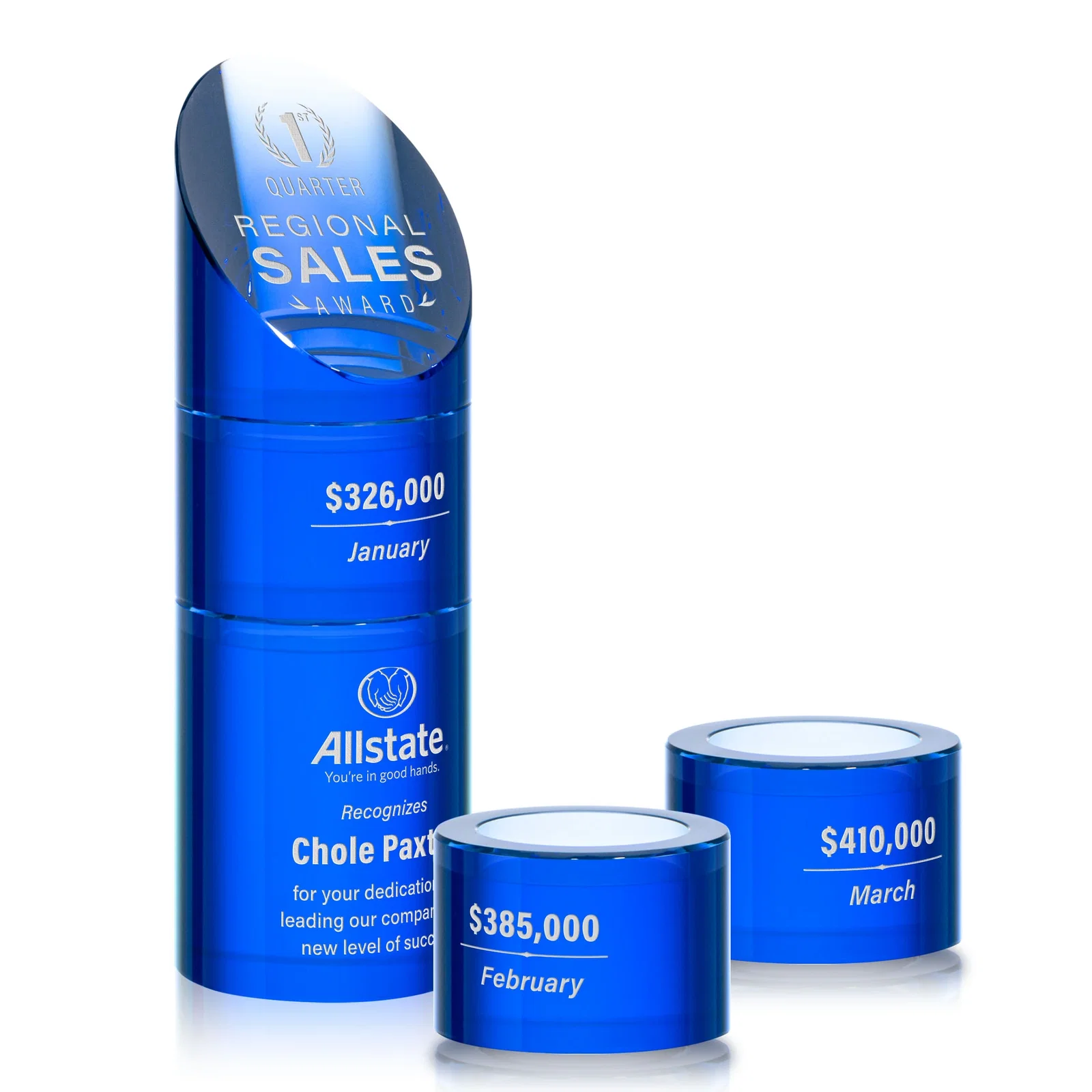 Branded Optical Crystal Stacking Tower Award with Circular Blocks for donor appreciation