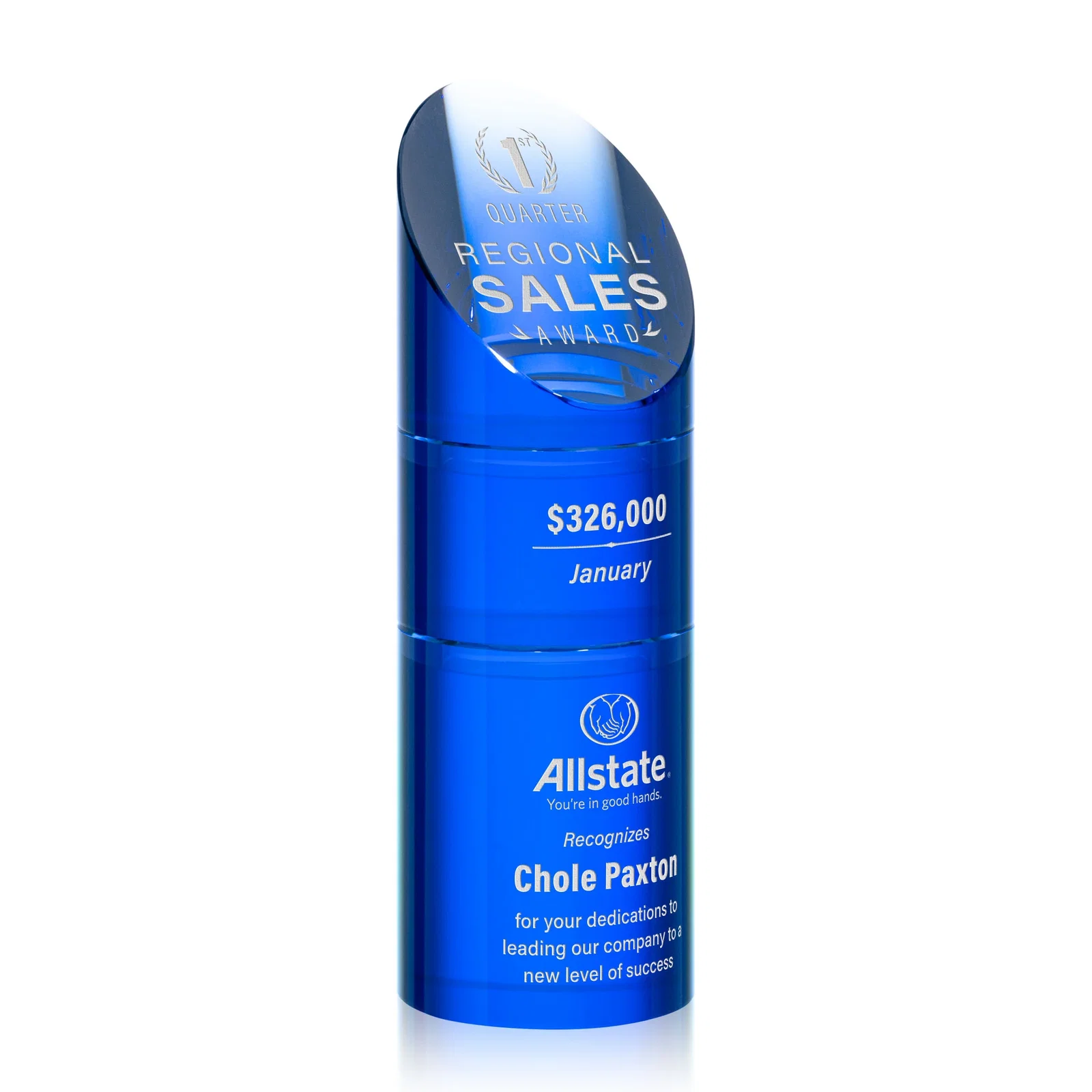 Branded Optical Crystal Stacking Tower Award with Circular Blocks for safety achievement programs