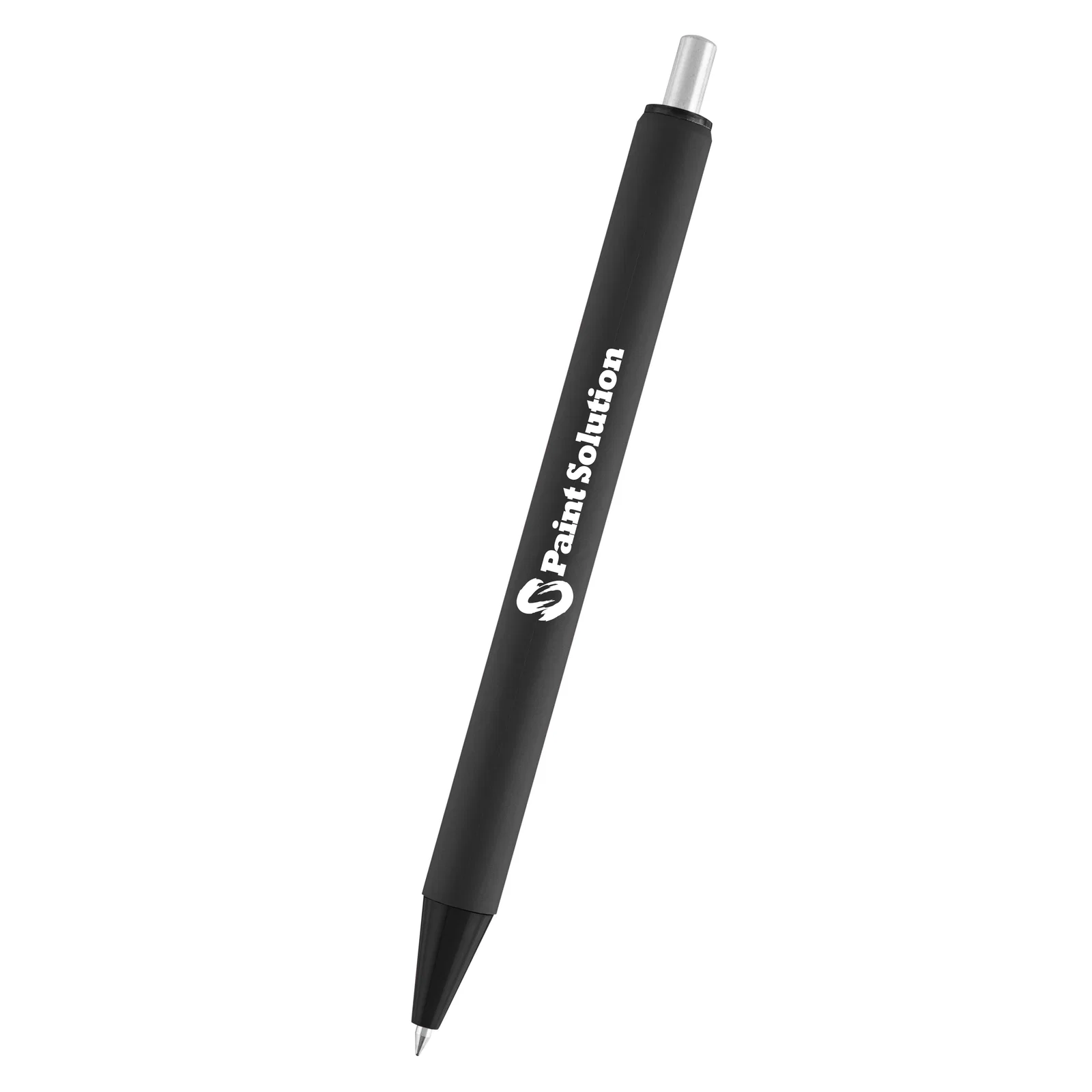 Tilted view of the semi-clear plastic pen