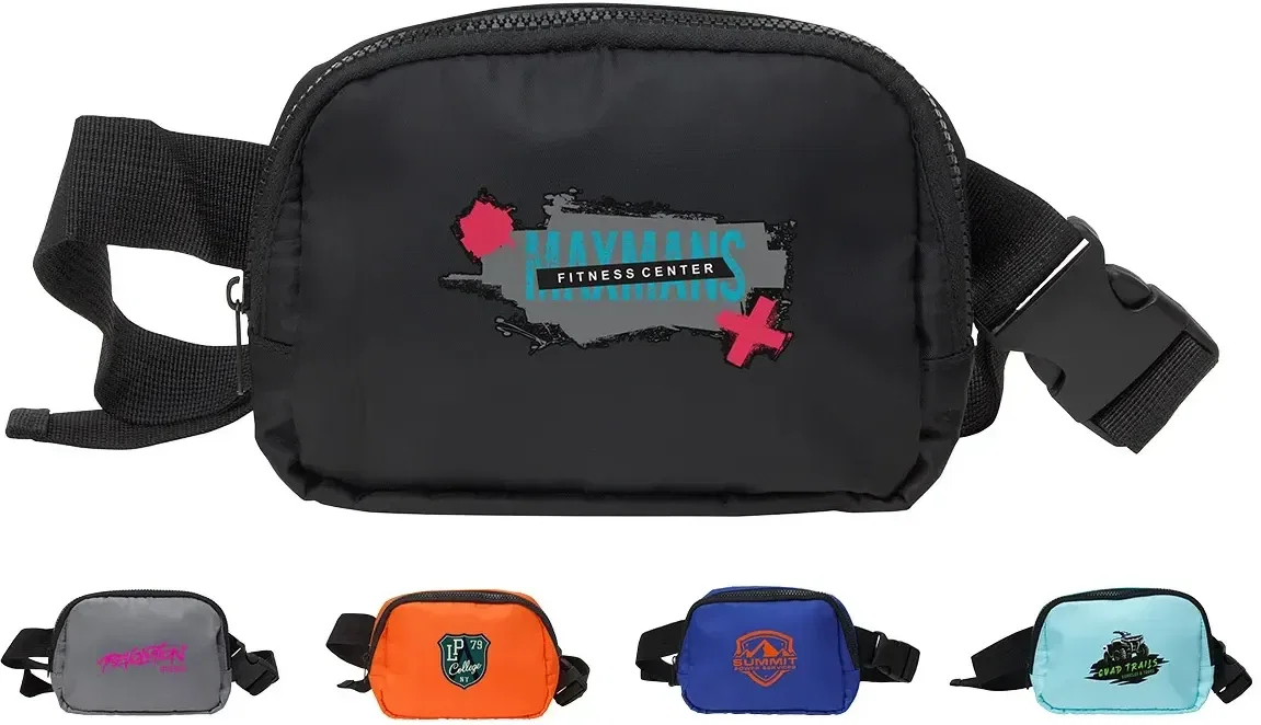 Atlas Zippered Polyester Belt Bag, custom fanny pack with logo, front view