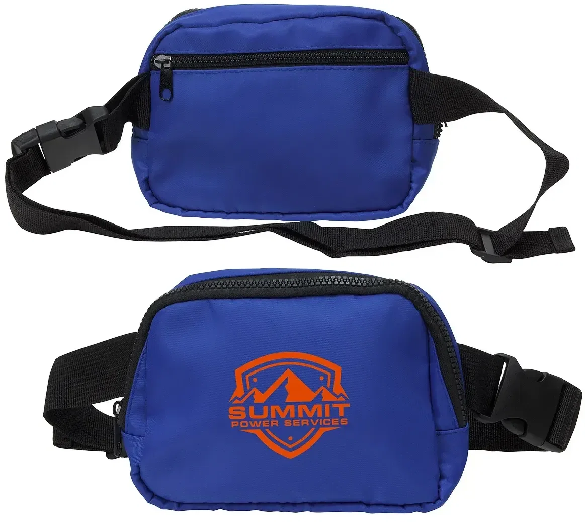 Promotional Atlas fanny pack worn at the waist, side view