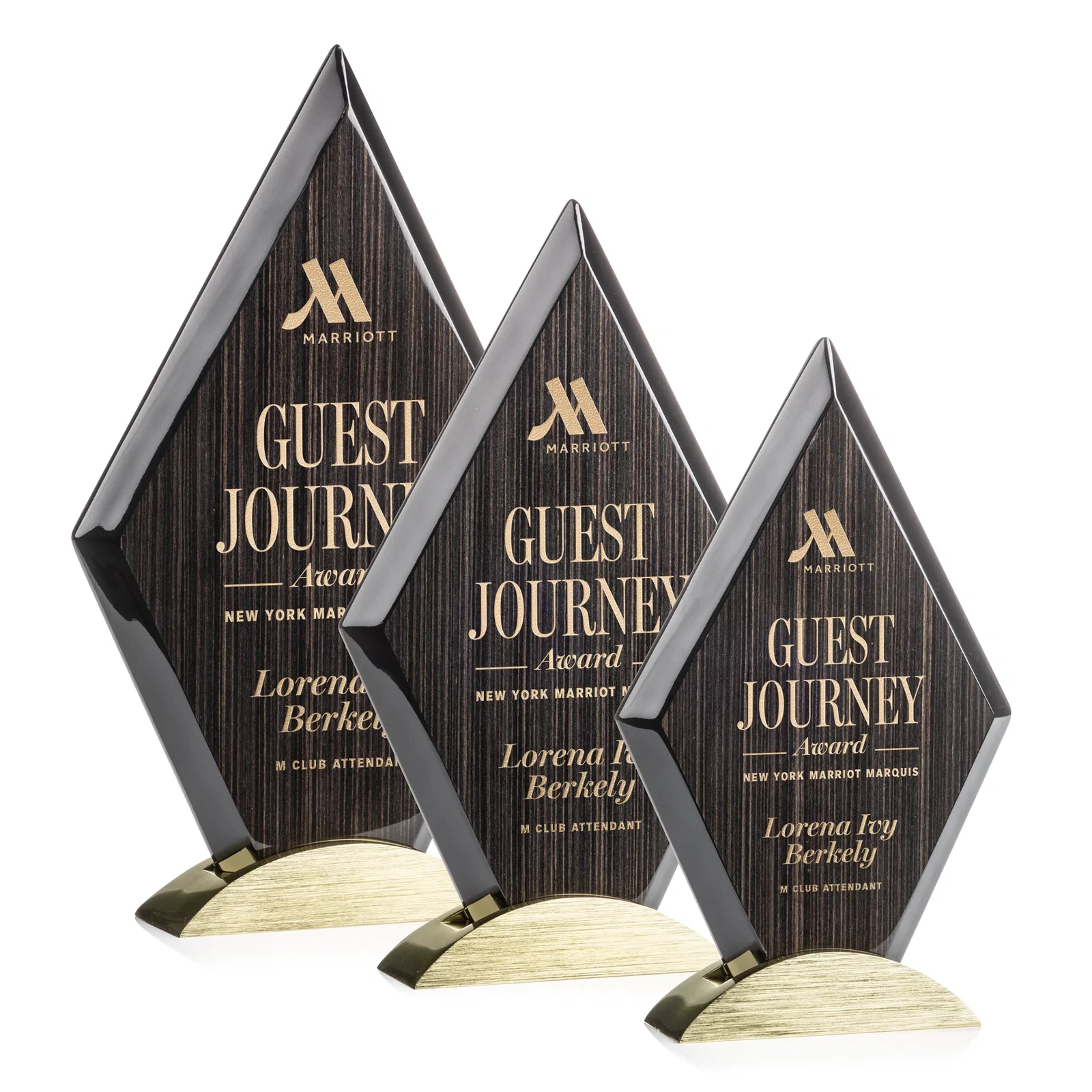 Custom Slatewood Composite Diamond Award with Faceted Beveled Edges for employee recognition