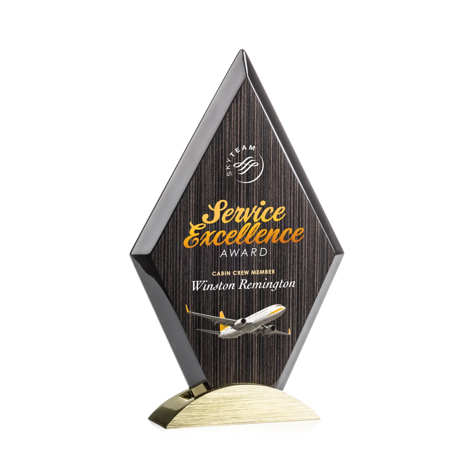 Custom Slatewood Composite Diamond Award with Faceted Beveled Edges for dealer and partner awards