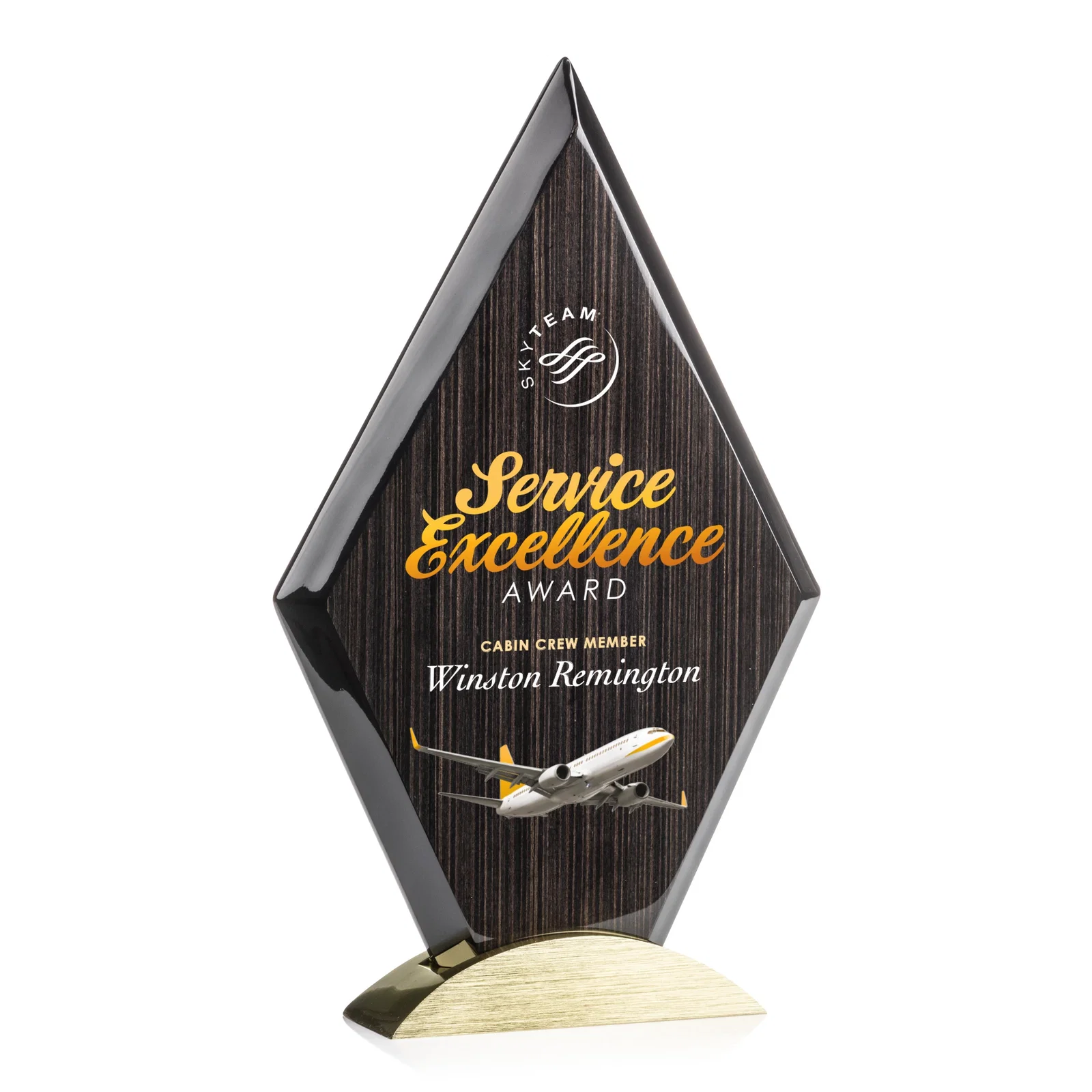 Custom Slatewood Composite Diamond Award with Faceted Beveled Edges for company anniversary events