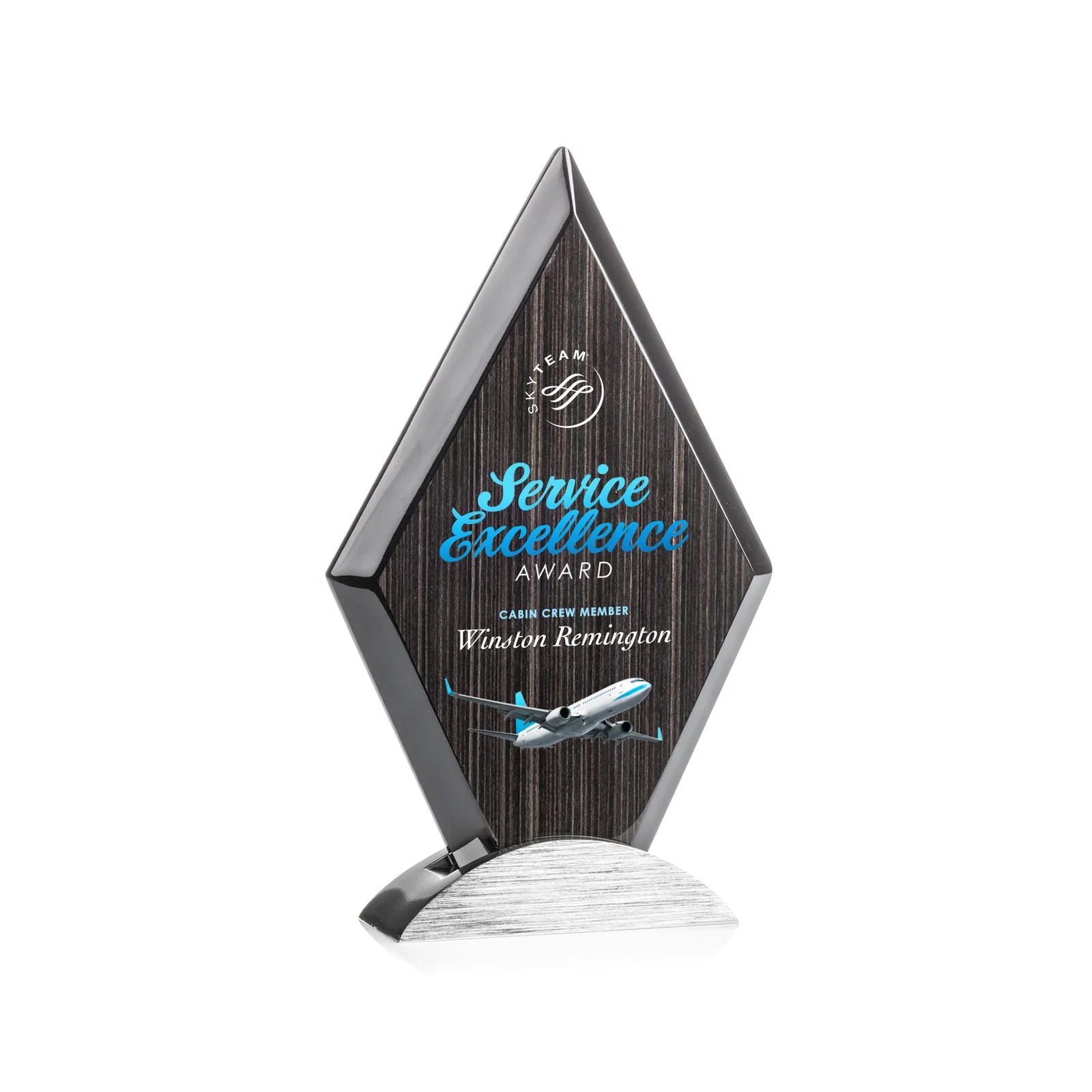 Personalized Slatewood Composite Diamond Award with Faceted Beveled Edges for corporate award ceremonies