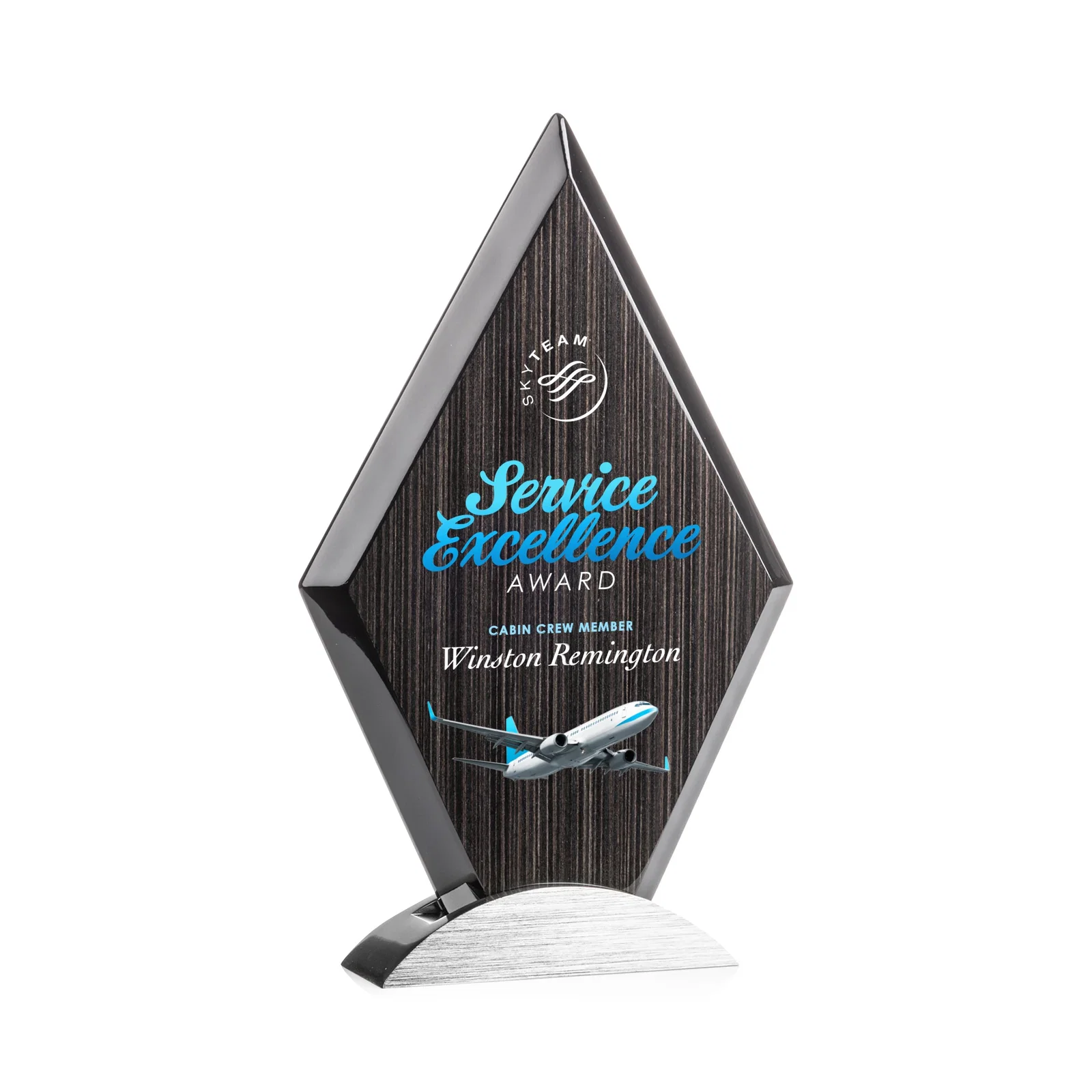 Personalized Slatewood Composite Diamond Award with Faceted Beveled Edges for service anniversary gifts