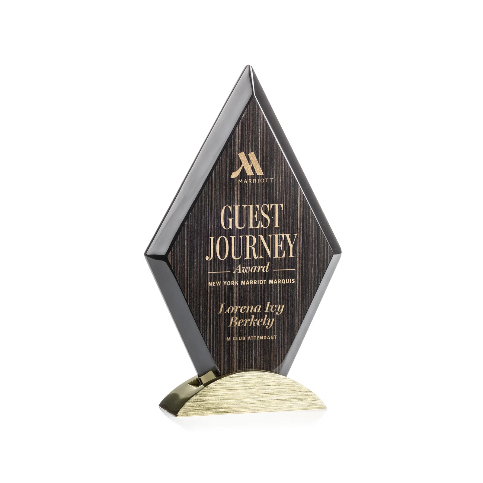 Custom Slatewood Composite Diamond Award with Faceted Beveled Edges for corporate award ceremonies