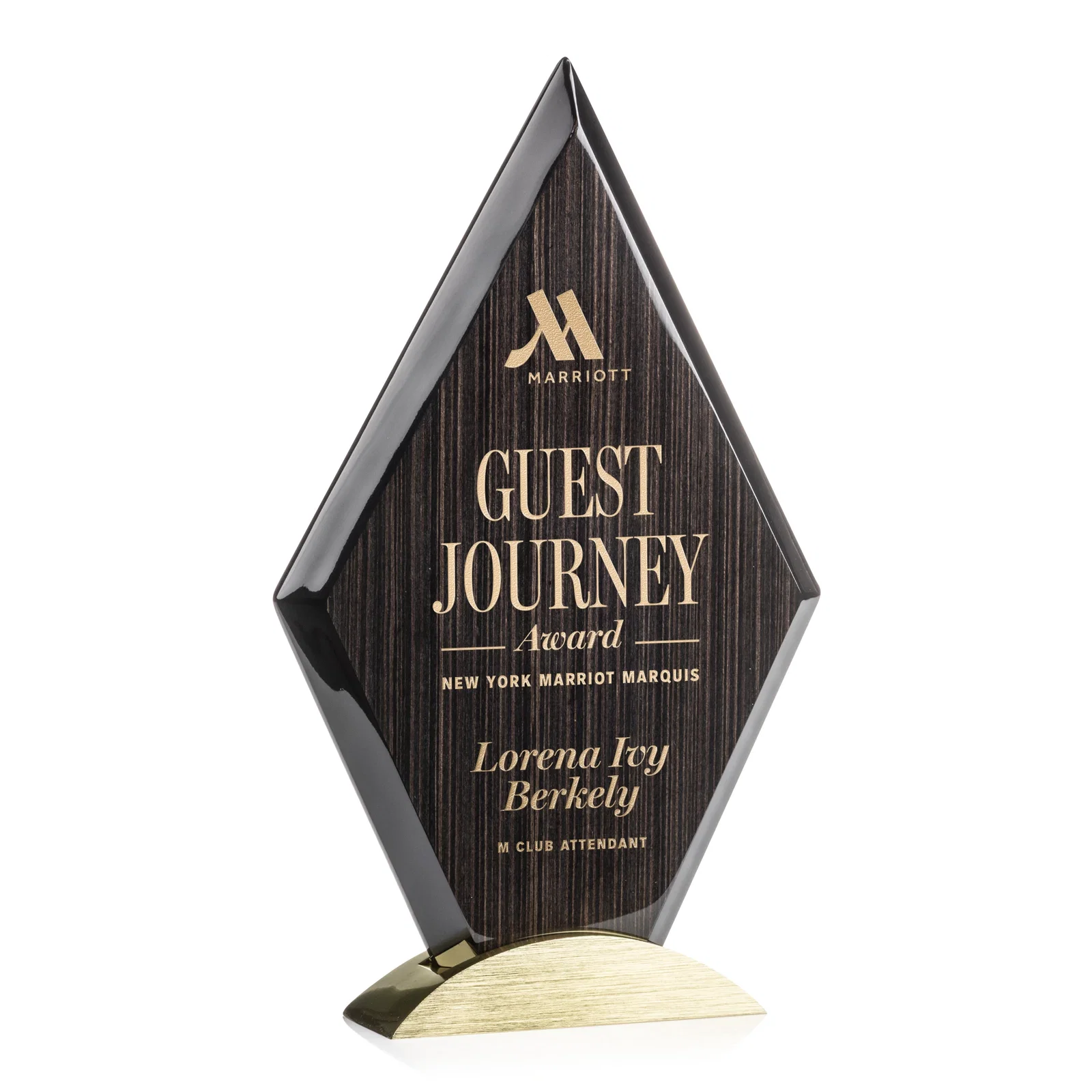 Custom Slatewood Composite Diamond Award with Faceted Beveled Edges for sales achievement awards