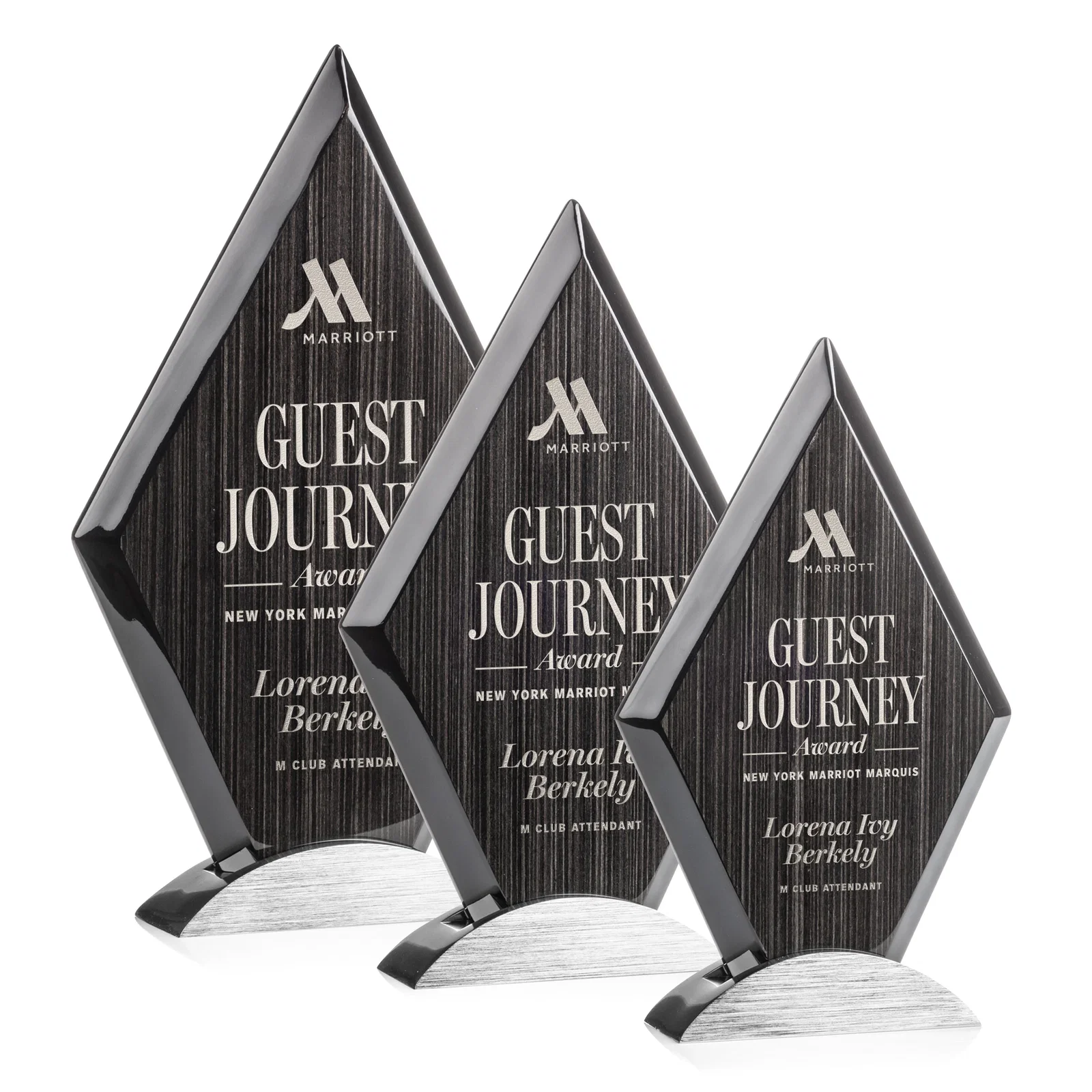 Custom Slatewood Composite Diamond Award with Faceted Beveled Edges for retirement presentations