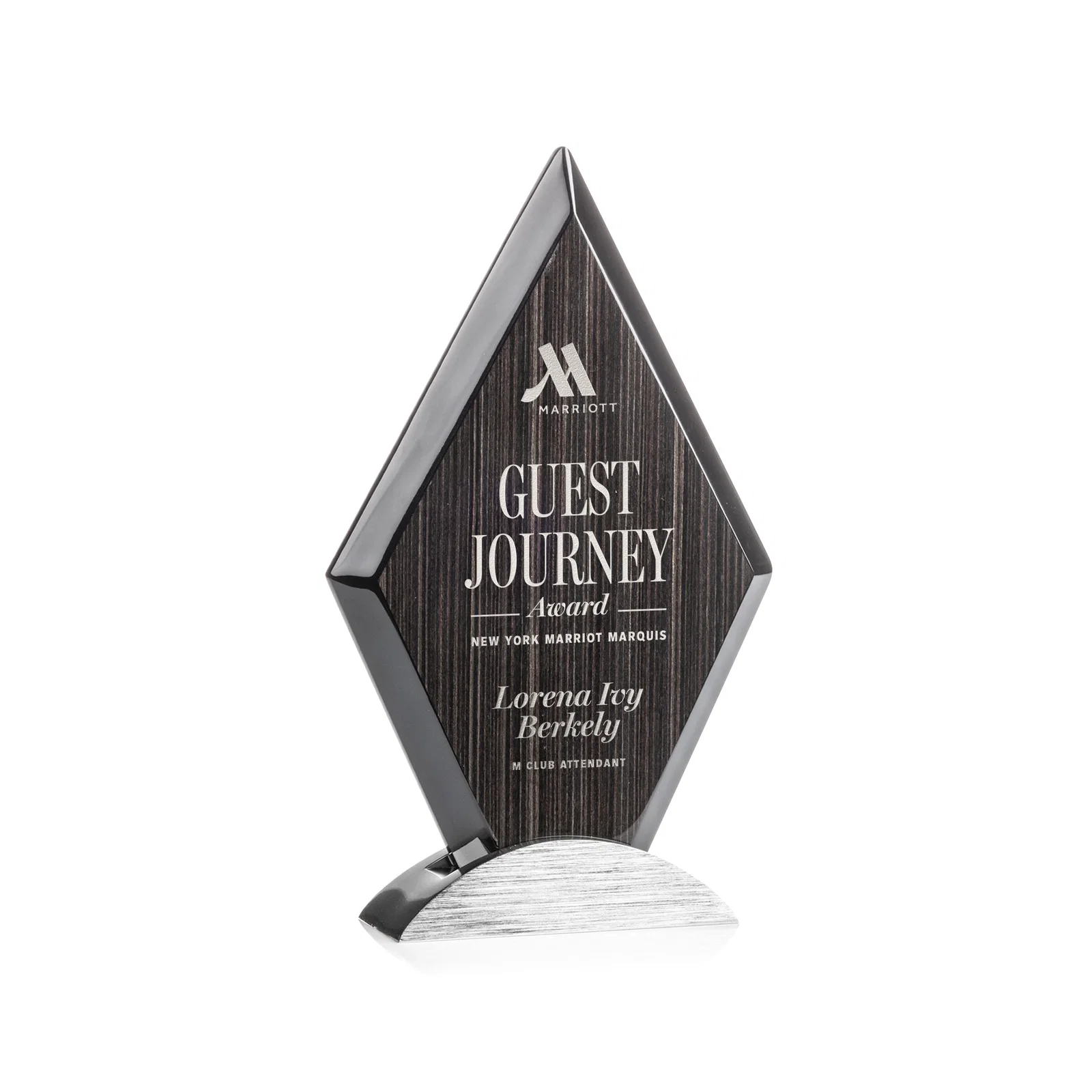 Custom Slatewood Composite Diamond Award with Faceted Beveled Edges for team milestone celebrations