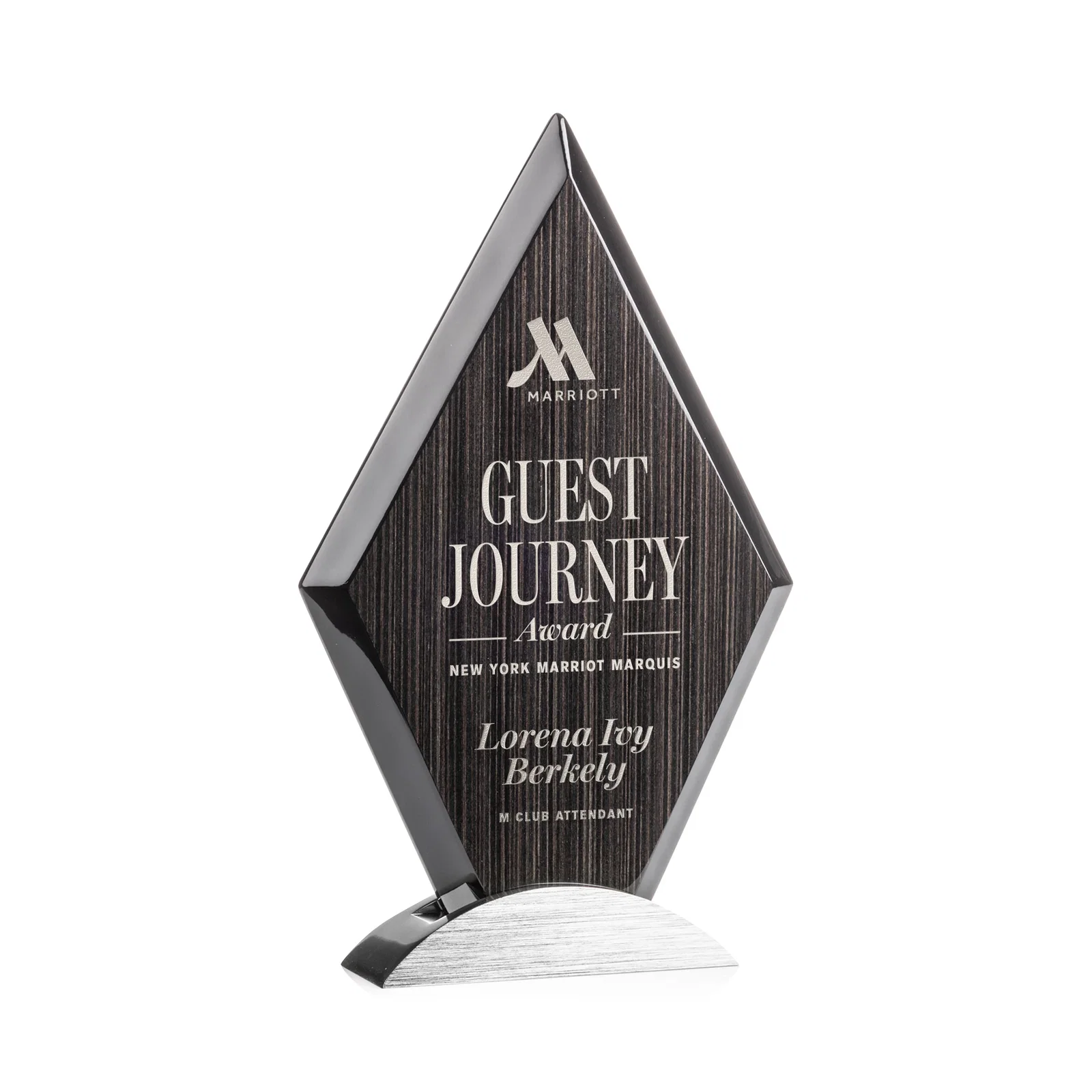 Custom Slatewood Composite Diamond Award with Faceted Beveled Edges for donor appreciation