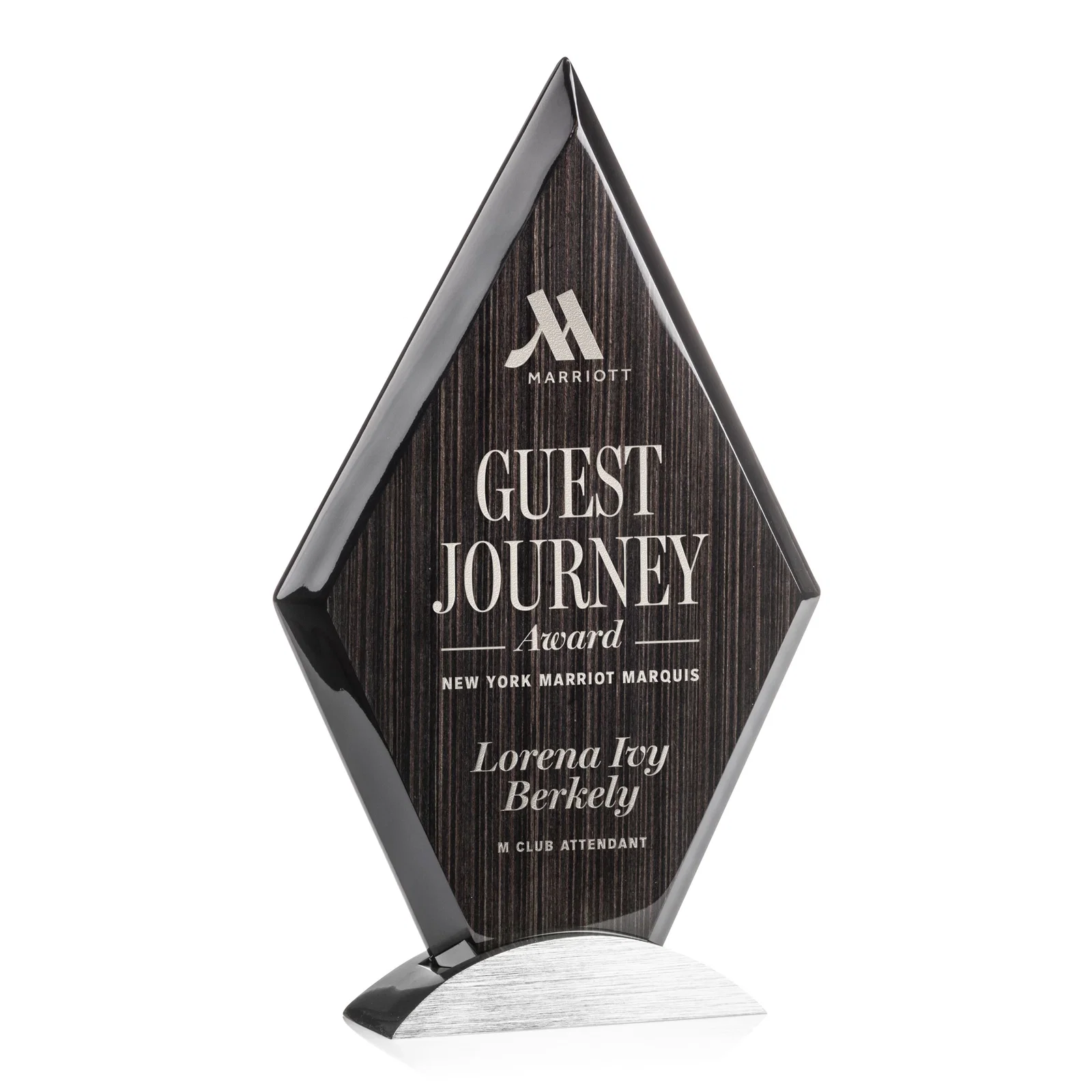 Custom Slatewood Composite Diamond Award with Faceted Beveled Edges for graduation ceremonies