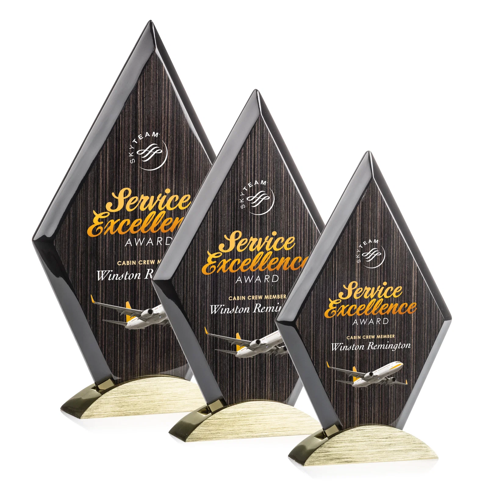 Custom Slatewood Composite Diamond Award with Faceted Beveled Edges for safety achievement programs