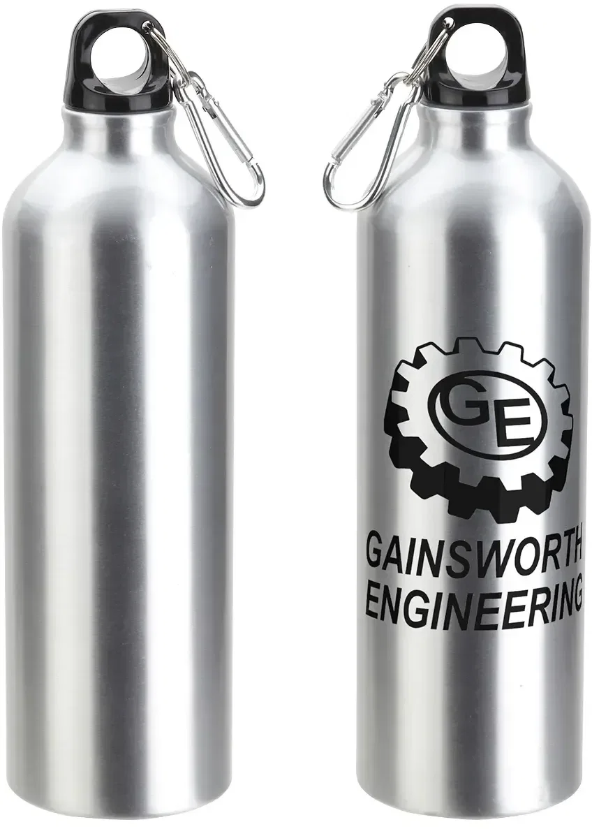 Promotional Atrium aluminum bottle back view, branded outdoor water bottle