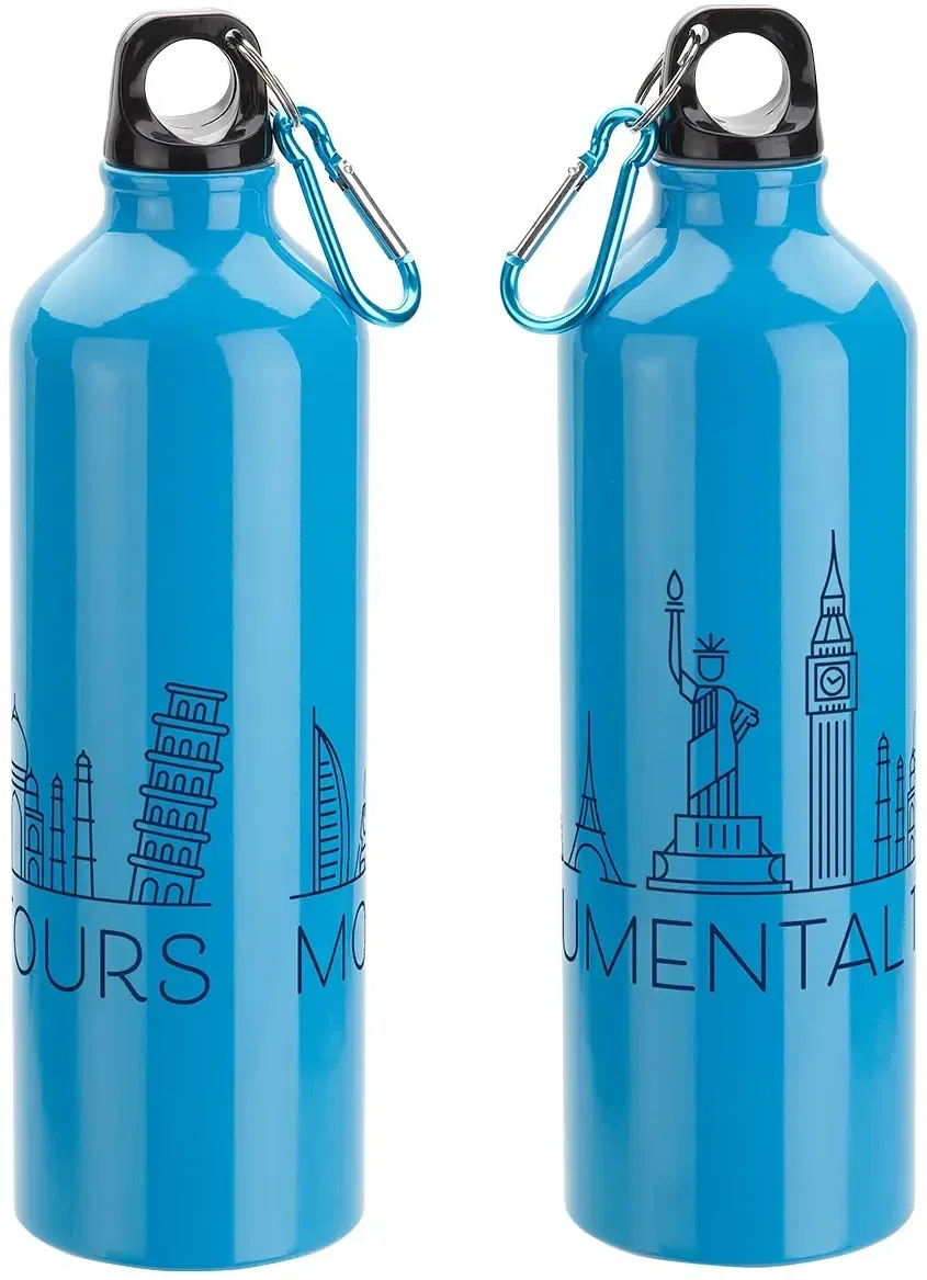 Custom Atrium carabiner bottle group shot in multiple branded colors