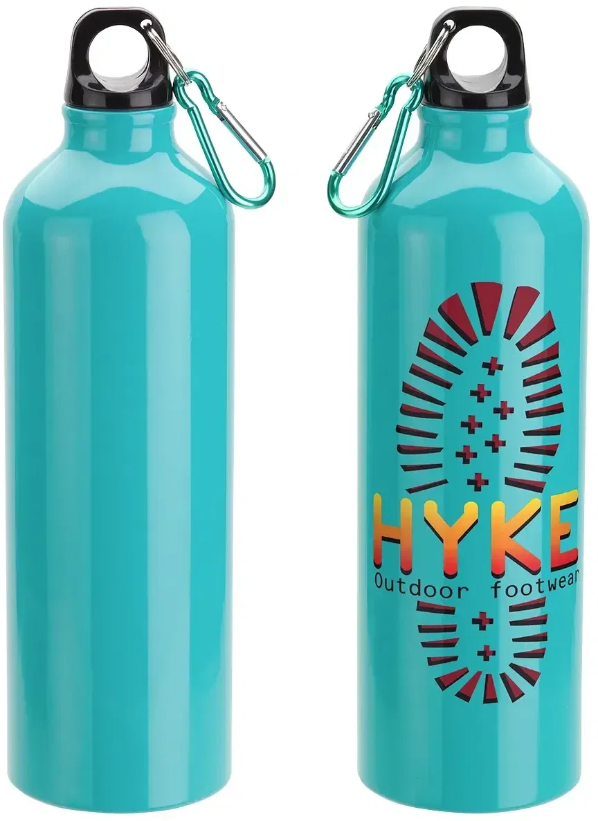 Custom Atrium aluminum bottle with the lid off, branded take-anywhere water bottle