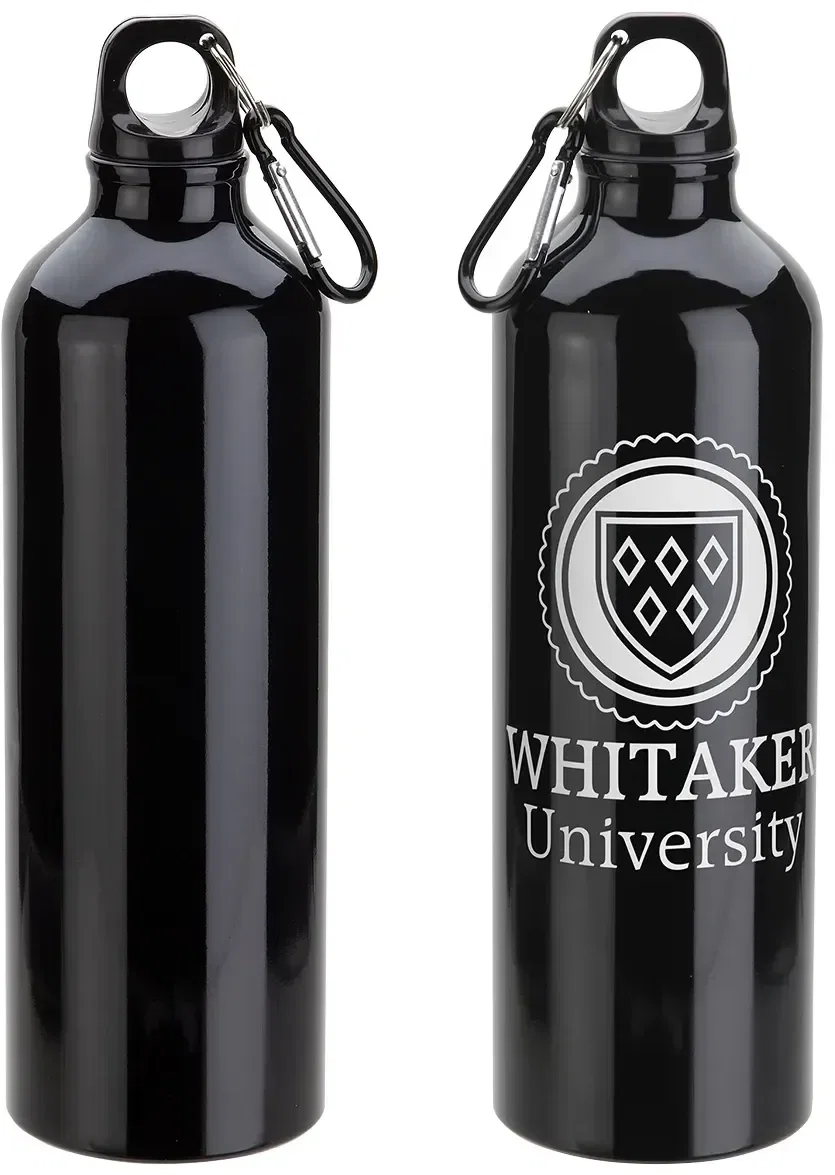 Branded Atrium carabiner bottle color option, promotional aluminum logo drinkware
