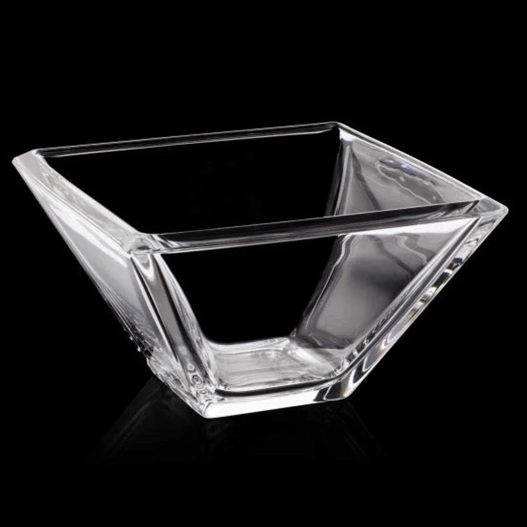 Custom Tapered Square Glass Bowl Award, crystal vase for corporate award ceremonies