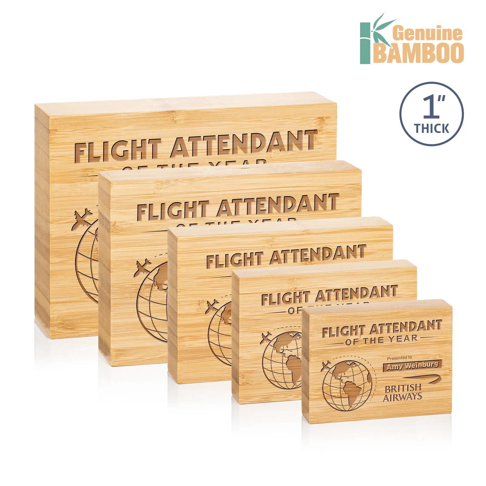 Custom Bamboo Rectangle Award, Vertical or Horizontal, wood awards for employee recognition