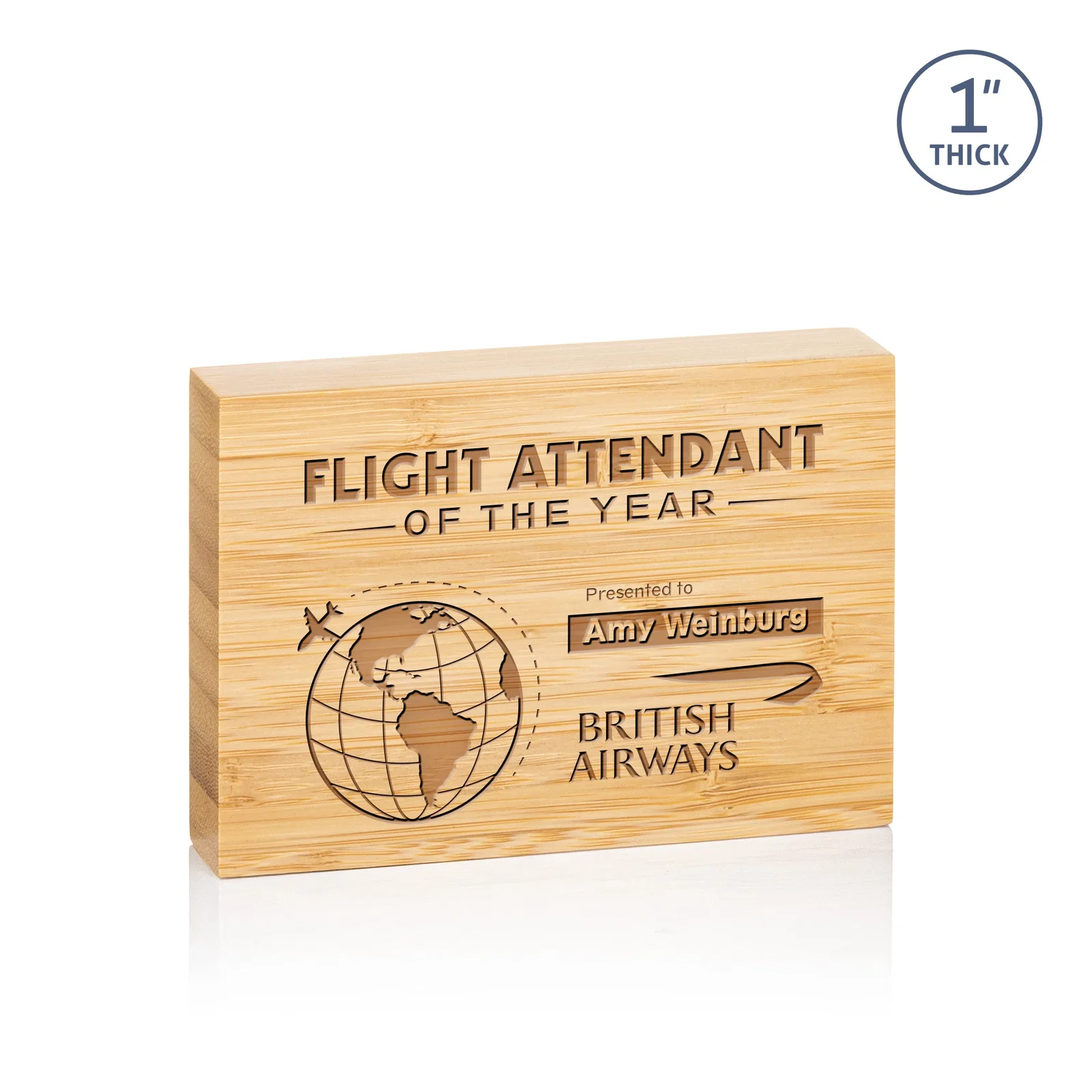 Custom Bamboo Rectangle Award, Vertical or Horizontal, wood awards for service anniversary gifts