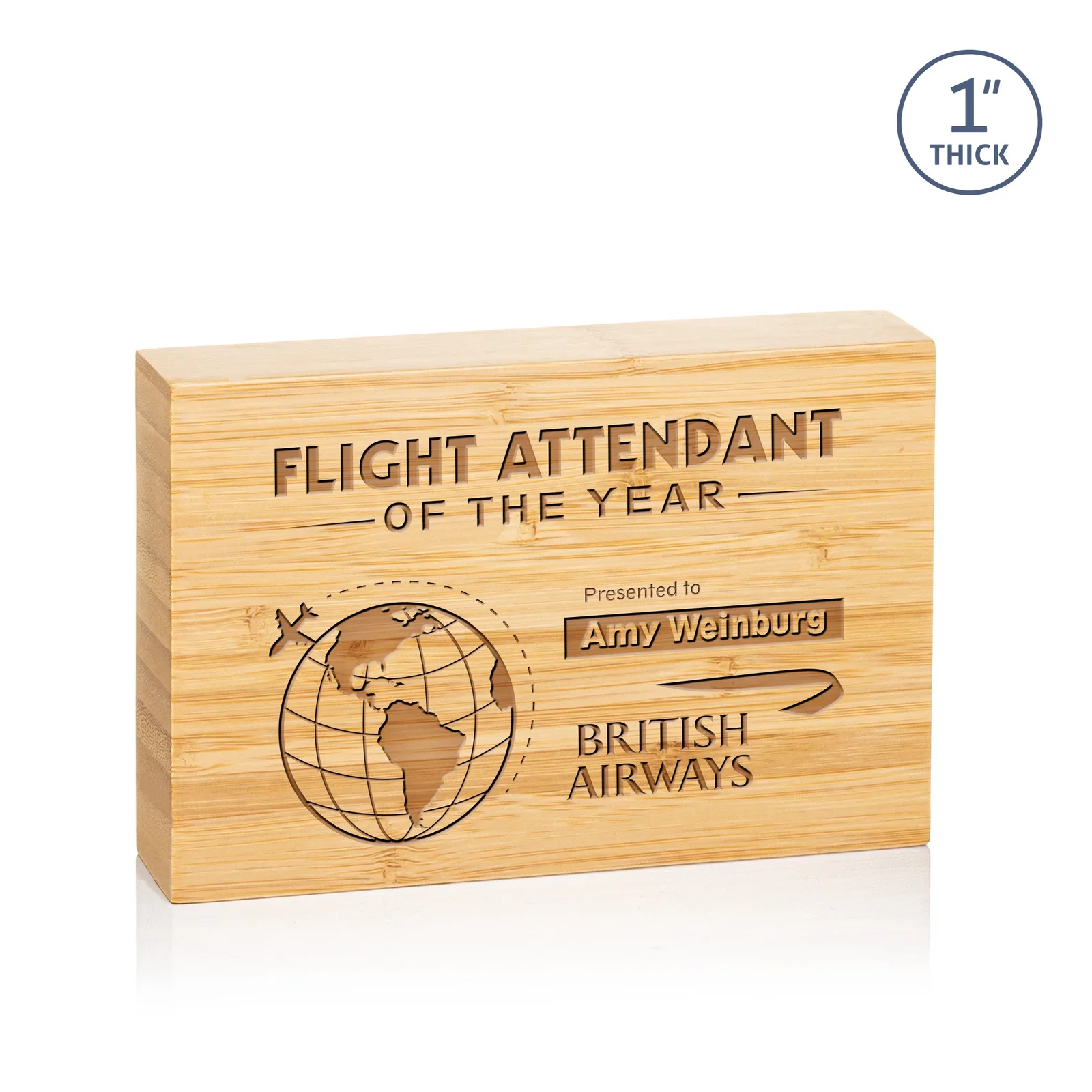 Custom Bamboo Rectangle Award, Vertical or Horizontal, wood awards for sales achievement awards