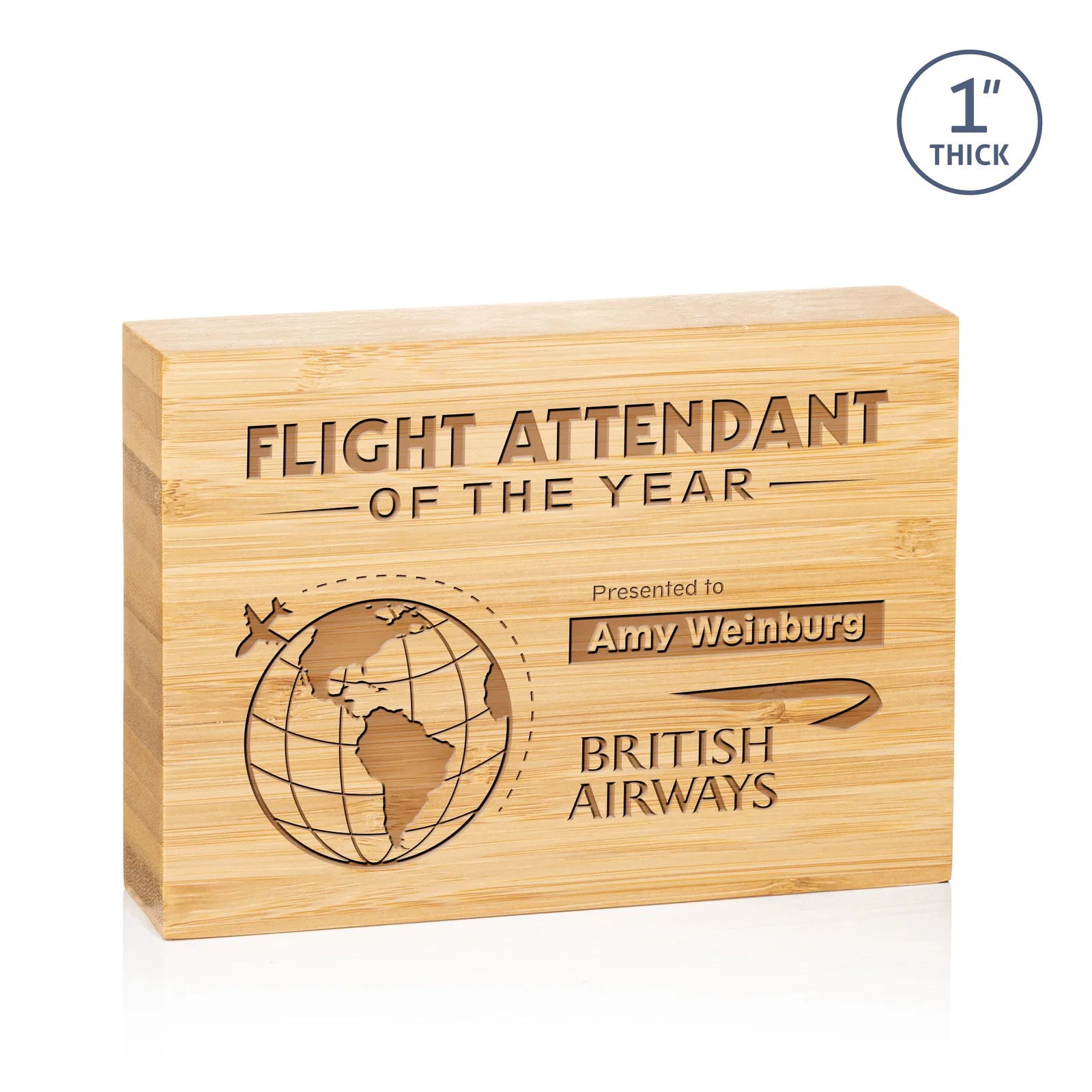 Custom Bamboo Rectangle Award, Vertical or Horizontal, wood awards for retirement presentations