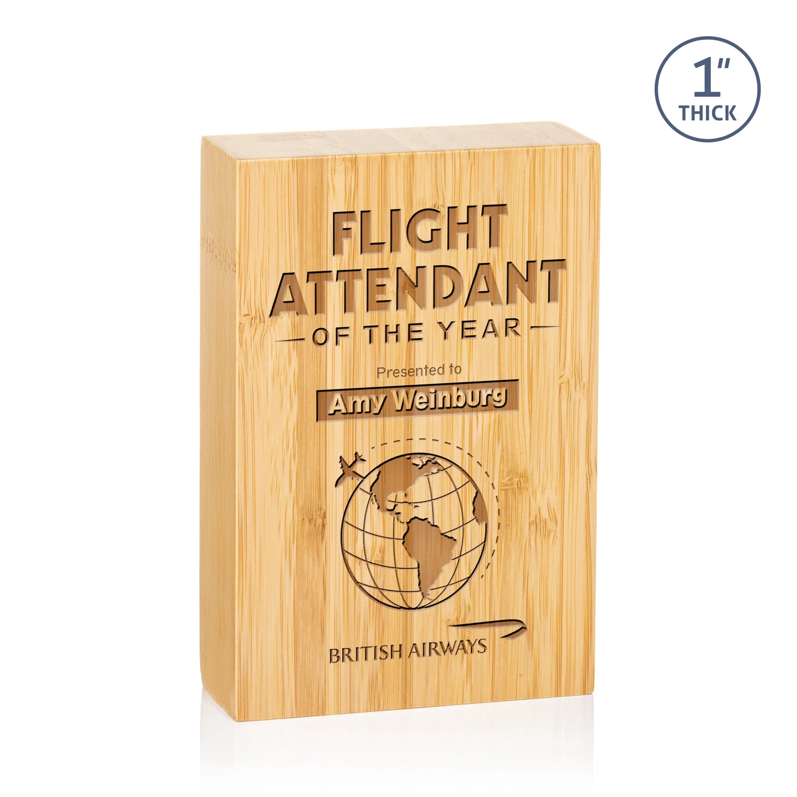 Custom Bamboo Rectangle Award, Vertical or Horizontal, wood awards for donor appreciation