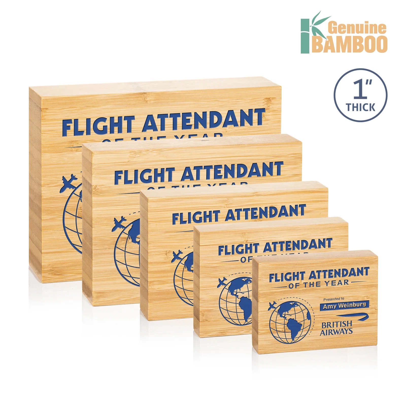 Custom Bamboo Rectangle Award, Vertical or Horizontal, wood awards for graduation ceremonies