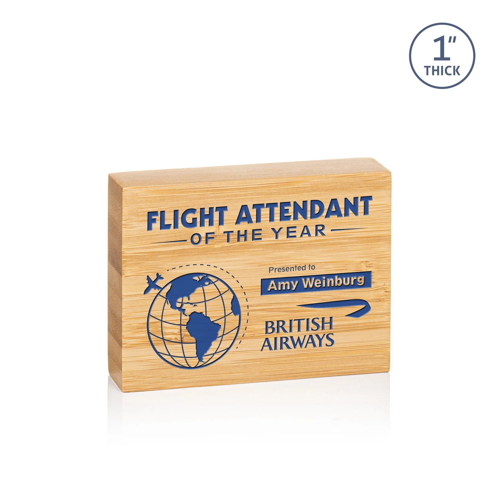 Custom Bamboo Rectangle Award, Vertical or Horizontal, wood awards for safety achievement programs