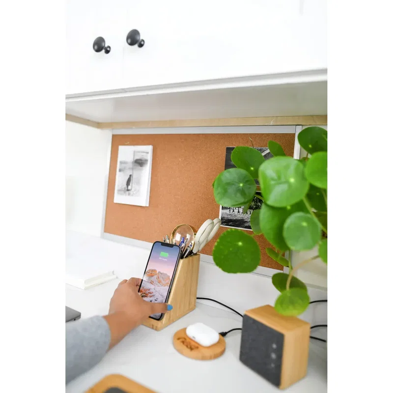Auden Bamboo Wireless Charging Pencil Cup — view 5