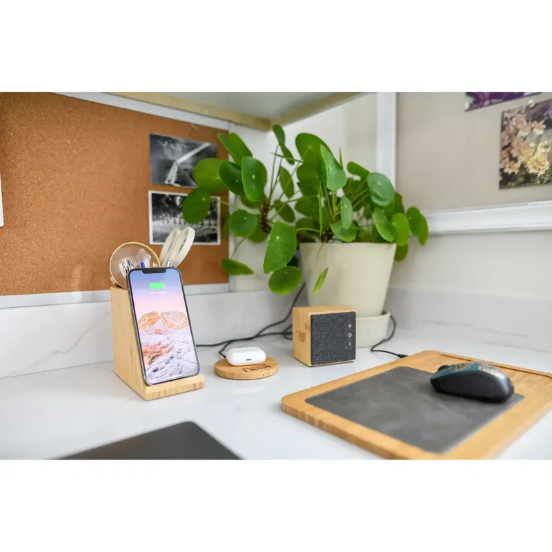 Auden Bamboo Wireless Charging Pencil Cup — view 6