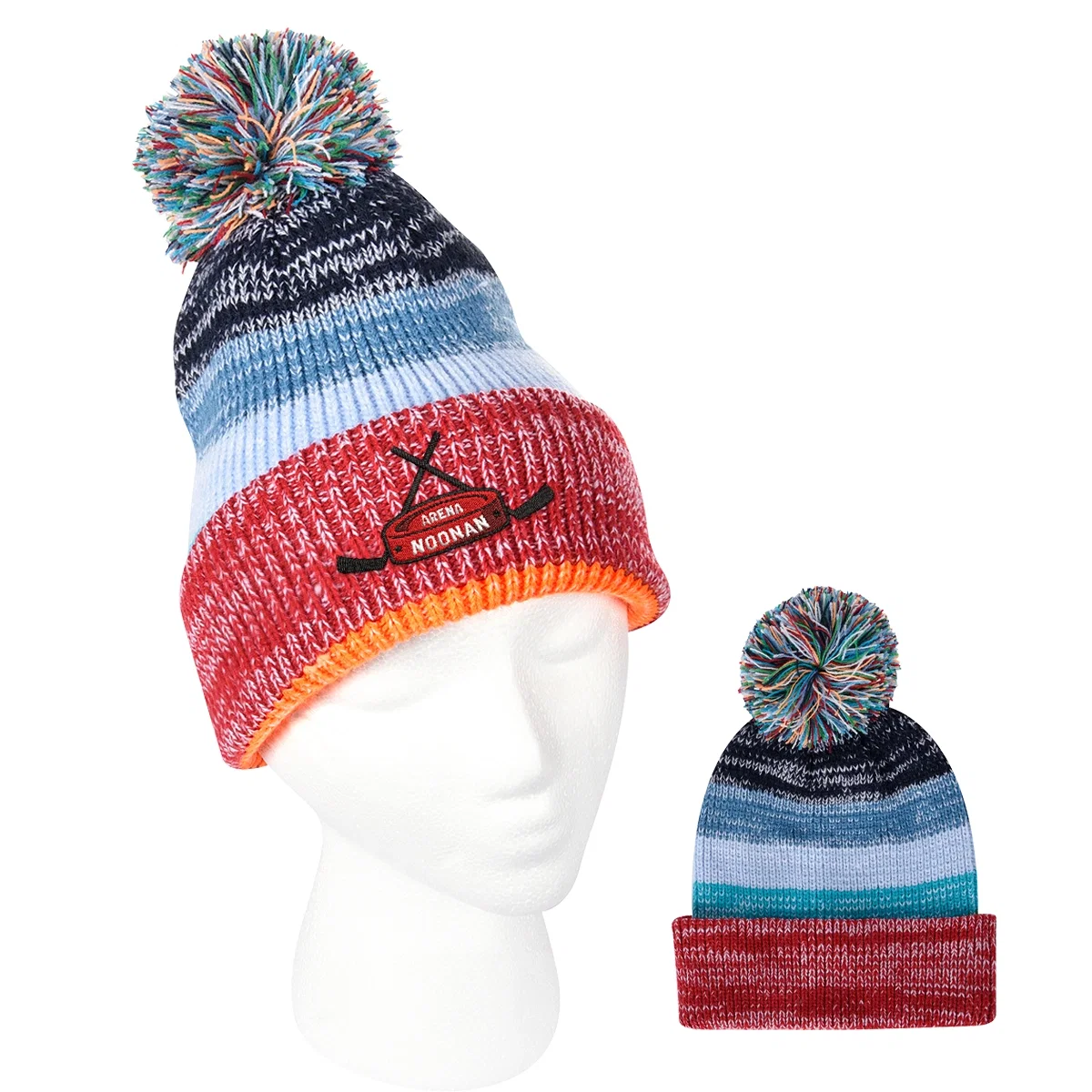 Back of the cuffed hat viewed at an angle