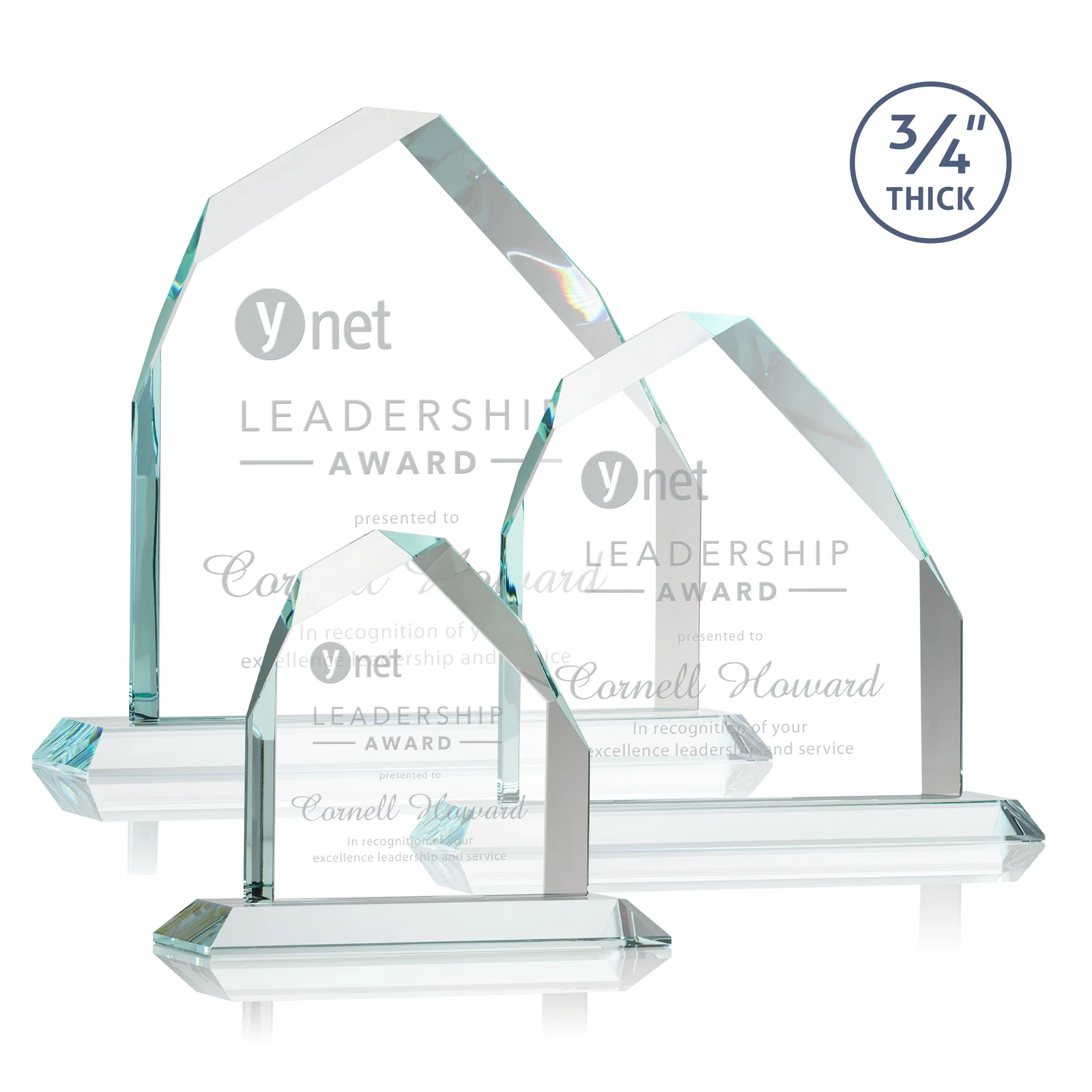 Custom Starfire Crystal Peak Award with Divergent Bevel Edges, awards for employee recognition